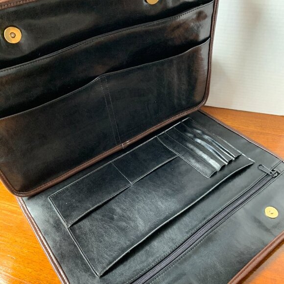 Unisex Vintage DC Black Leather Work Tote - Picture 7 of 9